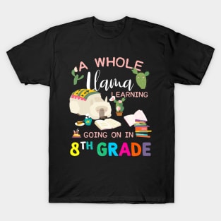 A whole Llama Learning Going On In 8th Grade Back To School T-Shirt